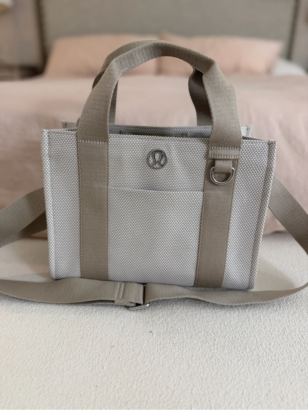 lululemon athletica Light Beige Canvas Mini Tote with Adjustable Strap